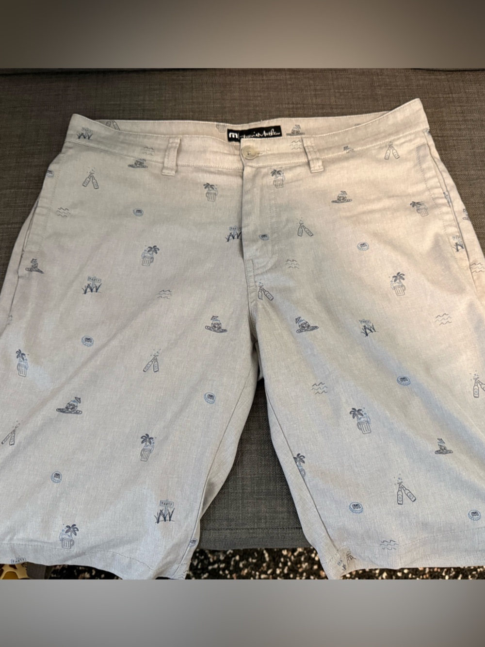 Travis Mathew Light Gray Printed Men’s Shorts